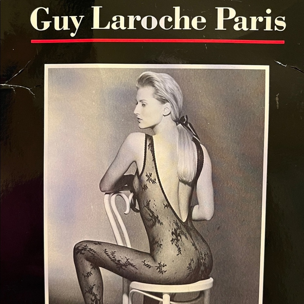 RARE NEW Vintage Guy Laroche No Run Lace bodystocking M black lingerie hosiery